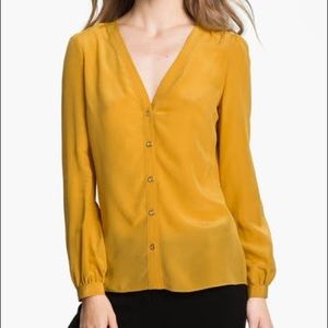 “Goldenrod” color silk Tory Burch Jayden blouse